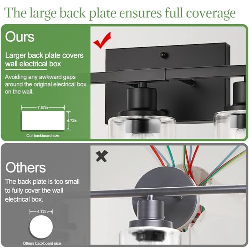 Indoi 5-Light Matte Black Bathroom Vanity Light with Clear Glass Shades – Modern Wall Lamp (Matte Black & Clear Glass)
