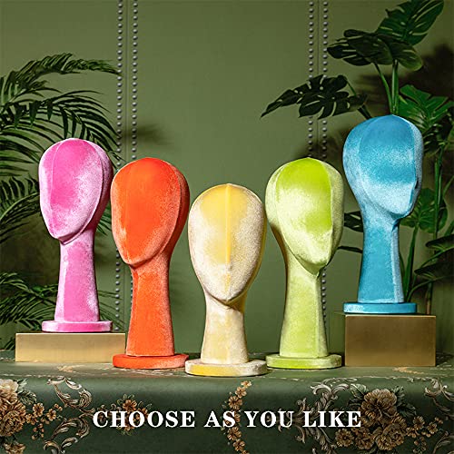 Yellow Velvet Mannequin Head for Wig & Hat Display - 13.8"