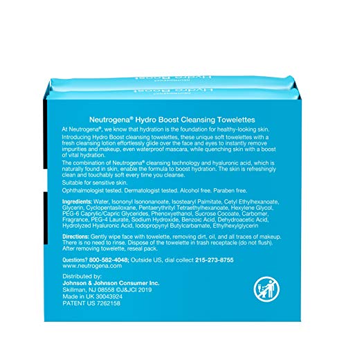 Neutrogena Hydro Boost Facial Cleansing & Makeup Remover Wipes Twin Pack 50 Count