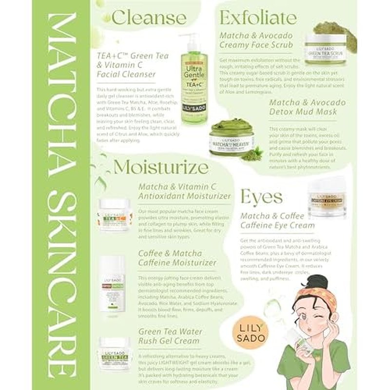 LILY SADO TEA+C Green Tea + Vitamin C Super Serum - Natural Vegan Serum - Best Antioxidant, Anti-Wrinkle Moisturizing Formula - Softens, Hydrates, Firms & Tones for Luscious, Radiant Skin