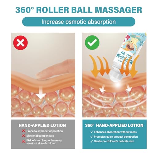 Magnesium Lotion for Kids Sleep & Calm, Magnesium Cream Roll-on Applicator to Help Children Calm & Sleep, Relaxation Formula for Balanced Mood