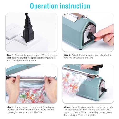 Blue 16-Inch METRONIC Impulse Sealer Manual Heat Plastic Bag Sealing Machine