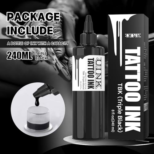 Tattoo Ink Set - 8 oz Triple Black & White Pigments - Vegan, Long-Lasting, Fast-Drying - Variation: Black/White Set