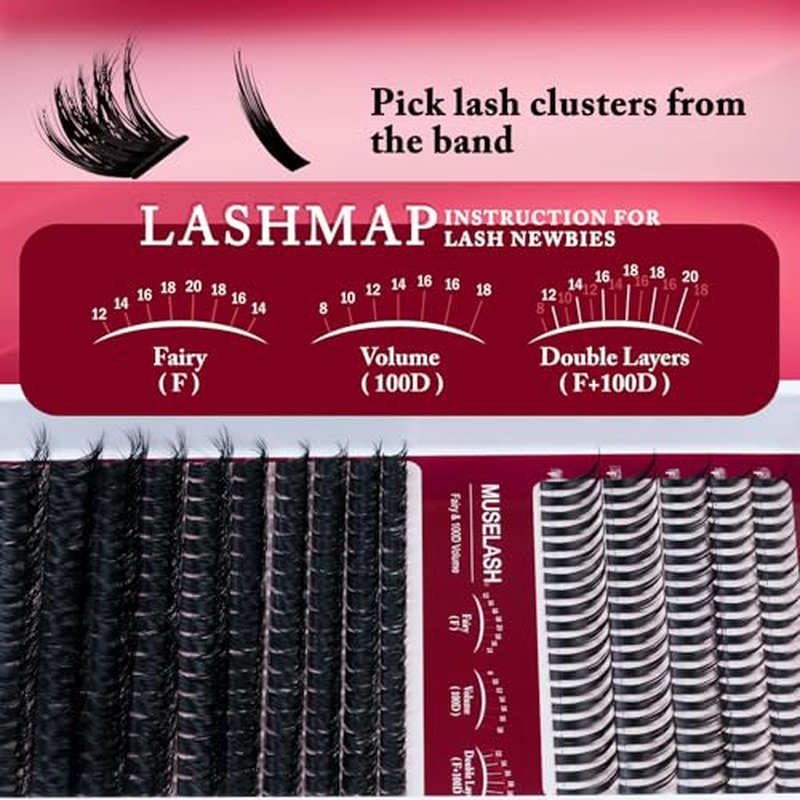 280PCS Lash Clusters Set-100PCS Spiky (12-20mm)+180PCS Volume Eyelash Extension(8-18mm), Individual Lashes with Glue & Tweezers, DIY Lash Extension Kit for Mega Volume & Spiky Look