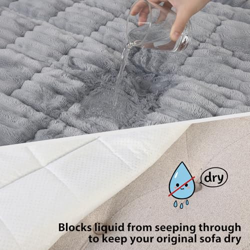 Fixwal Waterproof Flannel Dog Couch Cover - Light Gray, 27.6 x 94.5 Inches