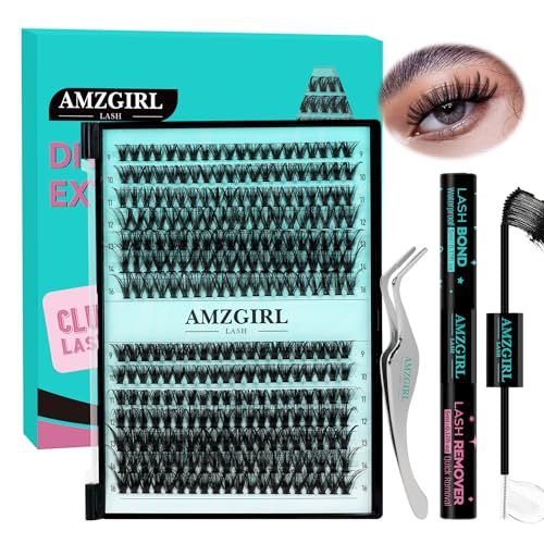Lash Extension Kit 280PCS Eyelash Clusters 40D 50D DIY Eyelash Extension Kit Individual Lashes Natural Lash Clusters Kit with Lash Bond and Remover, Lash Tweezers(D-Mix9-16mm Kit)