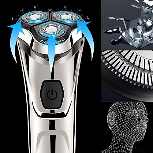 Wireless Waterproof Rotary Electric Razor for Men with Pop-Up Trimmer - Wet & Dry Cordless Shaver
