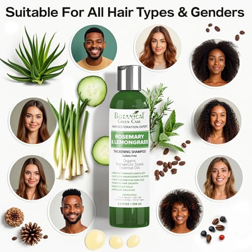 Rosemary & Lemongrass Hair Growth Shampoo for Thinning Hair - Strengthening & Volumizing, Made in USA