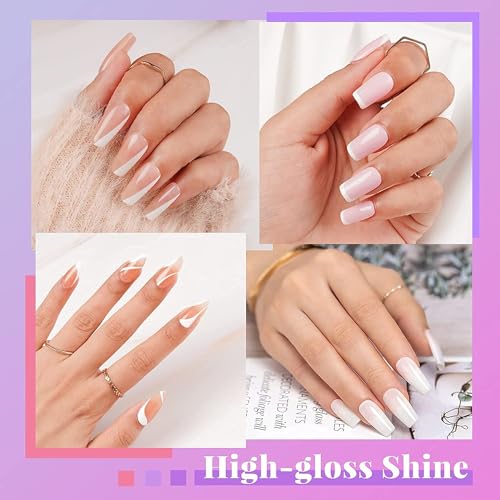 Beetles Gel Nail Polish Kit with U V LED Light - 6 Colors Jelly Milky White Sheer Pink Nude Gel Polish Starter Kit Manicure,Soak Off U V Nail Polish Set Salon DIY for Girl