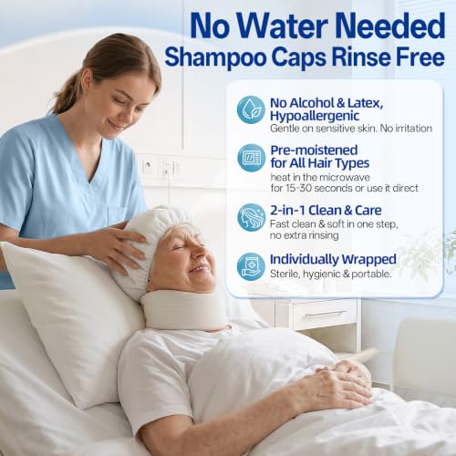 Tolnetr 20 Pack No-Water Rinse Shampoo Caps Microwavable for Bedridden Patients