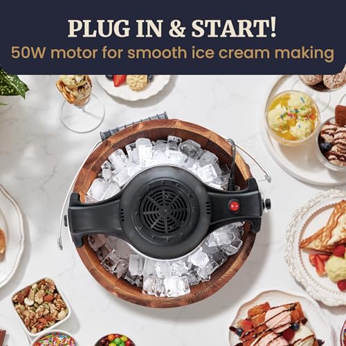 Elite Gourmet Walnut 6 Qt Old Fashioned Ice Cream Maker - Classic Design