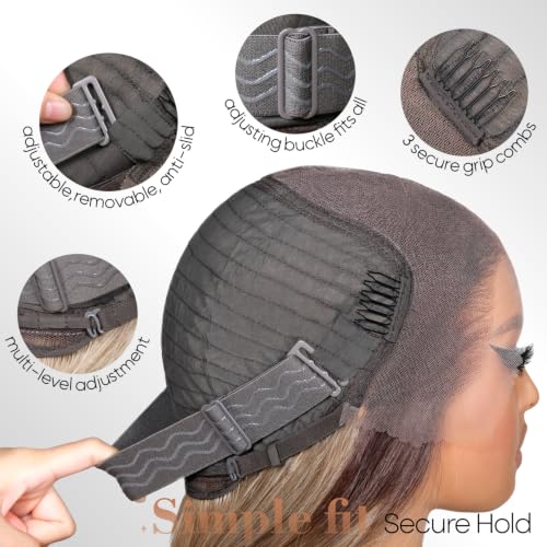 BrownBomb 26-Inch Feather Layered Body Wave Synthetic Wig with 13x6 HD Lace Frontal and Curtain Bangs
