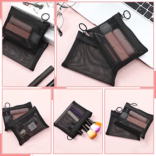 Black Small Zipper Pouch Mesh Mini Cosmetic Bag Coin Purse Bulk Mesh Coin Pouch Organizer for Women Travel Home, 5 x 4 Inch(40 Pcs)