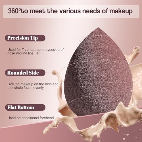 BS-MALL Professional Makeup Brush Set With Portable Case Triangle Puff 14 Pcs for Liquid, Cream, and Powder