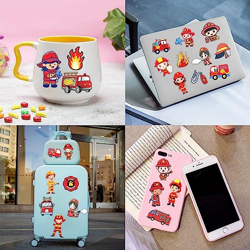 96 PCS Firefighter Fireman Temporary Tattoos Sticker Car Fire Truck Themed Birthday Party Decorations Favors Supplies Gifts Boys Girls Baby Shower Adult Cute Tattoo School Prizes Reward Themed
