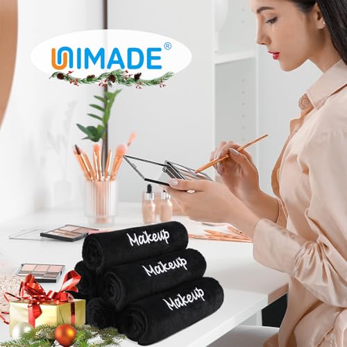 UNIMADE Makeup Remover Cloths 24 Pack - Dual-Sided Black Facial Wash Cloths