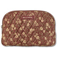 Bella Taylor Burgundy Floral Quilted Makeup Bag - Cosmetic Pouch with 4 Pockets