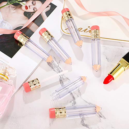 48 Pcs Pencil Lip Gloss Tubes 5ml Refillable Lip Balm Containers for DIY Makeup