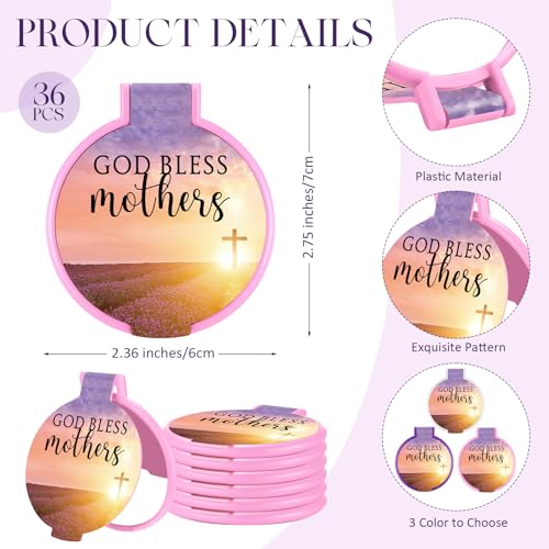 50 Sets Mothers Day Christian Gifts with Lavender Pocket Mirrors & Bible Verse Cards - Light Color