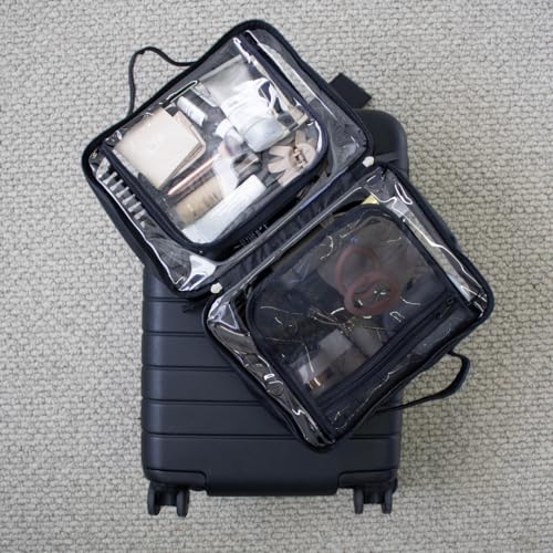 Large Transparent Toiletry Bag with Black Edges - Water-Resistant Travel Organizer for Men & Women
