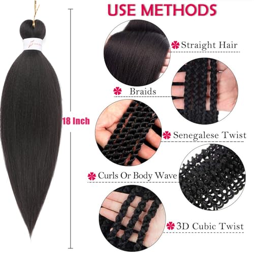Dark Brown Pre-Stretched Braiding Hair 18 Inch 8 Packs - Seamless Natural Look