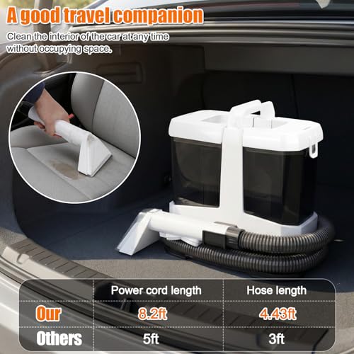 Portable Carpet & Upholstery Cleaner Machine with 16KPa Suction for Pet Stains