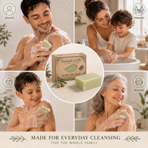 Olive Oil Soap Bar - Handmade 100% Natural & Vegan - Pack of 9 (5.3 oz Each) Variation of THIS listing