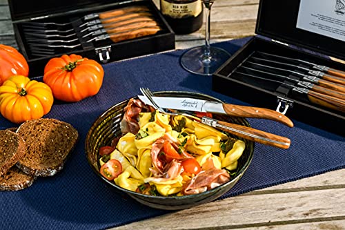 Laguiole Style de Vie Olive Wood Forks Set of 6 - Luxury Flatware, 22 cm with Gift Box
