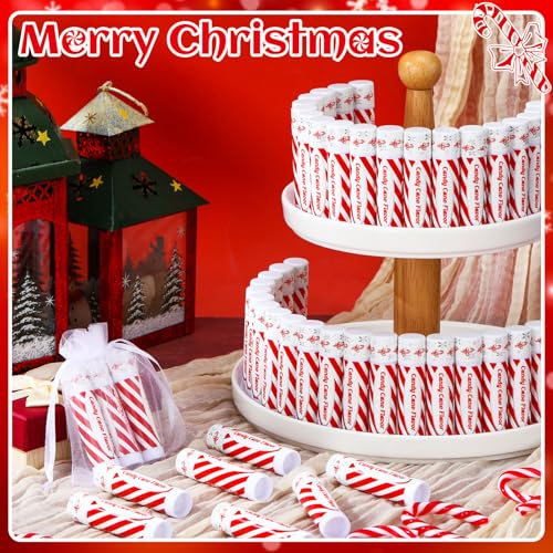 Candy Cane Peppermint Lip Balm Set - Christmas Party Favors, 50 Pack