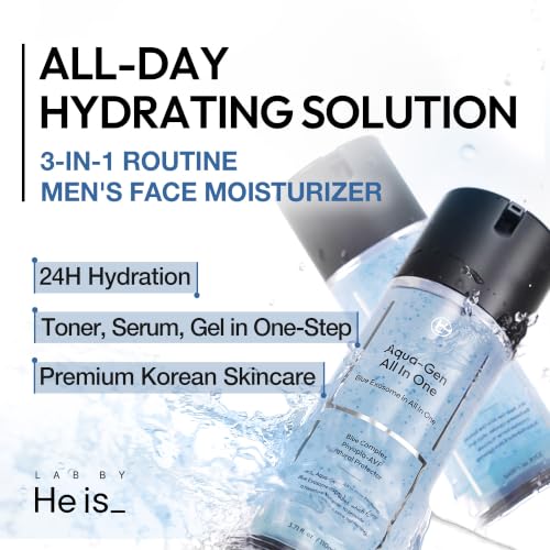 Men's 3-in-1 Hydrating Face Gel Moisturizer with Hyaluronic Acid & Niacinamide