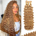 Aailvmey Curly Blonde Boho Human Braiding Hair 20 Inch - 3 Bundles, 120g