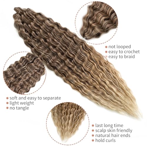 Ocean Wave Crochet Hair Extensions 22 Inch Loose Wave Braiding Hair - T10/42 - 3 Packs