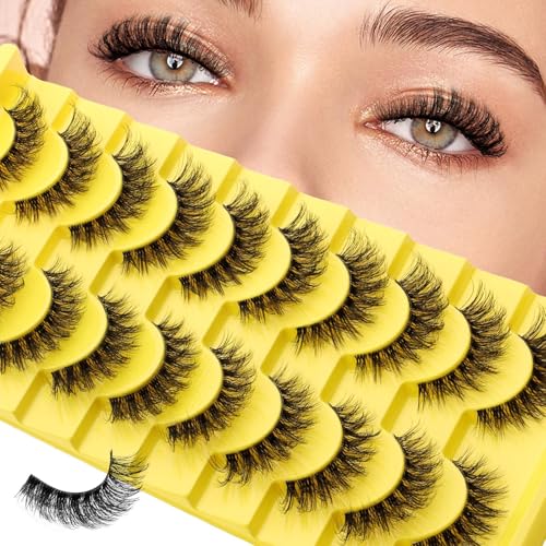 FADLASH False Eyelashes Natural Look ???? ?????????? Fluffy Lashes Cat Eye Lashes with Black Bond 3D Volume Strips Lashes Soft Fake Lashes (LZ201)