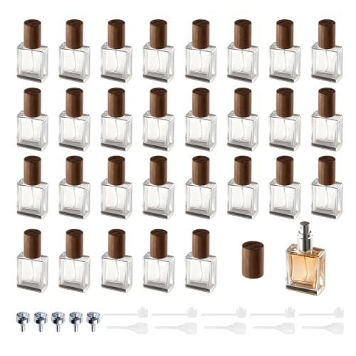 Refillable Perfume Atomizer Set - Walnut 15ml/0.5oz, 30 Pieces Travel Spray Bottles