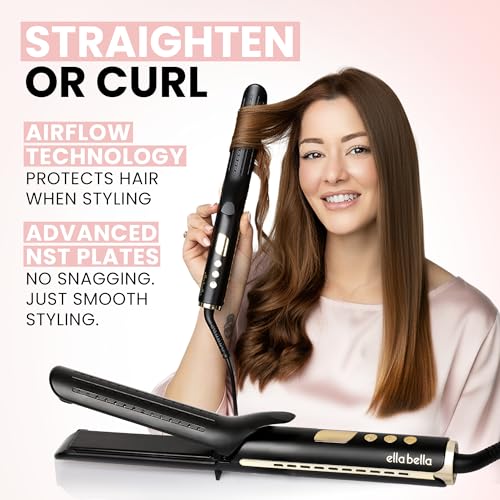 2-in-1 Hair Straightener and Curling Iron with Ceramic Plates