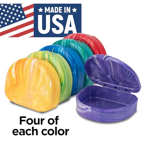 Practicon Marble Retainer Cases with Labels - Assorted Colors, 24 Pack