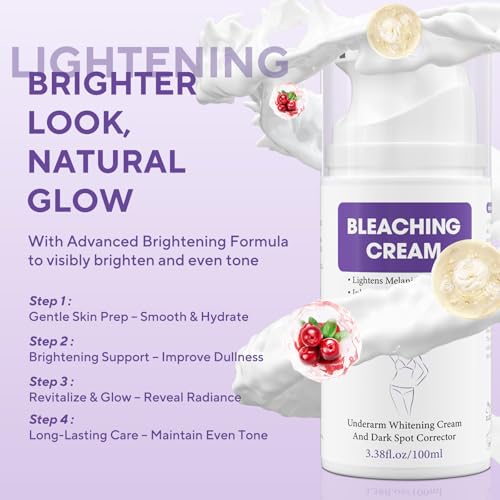Skin Bleaching Cream, Dark Spot Remover for Face and Body, Hyperpigmentation Relief, Skin Lightening Cream with Vitamin C for Intimate Areas, Underarms, Knees, Elbows & Bikini Line, 3.38fl.oz