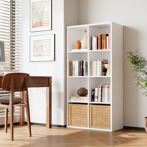 IRONCK White 8-Cube Reversible Storage Organizer - Multi-Use Bookshelf & TV Stand