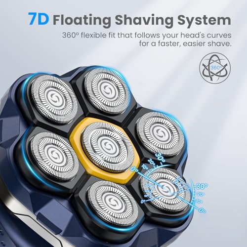 Navy Blue Head Shaver for Bald Men - 7D Floating Razor with Travel Case