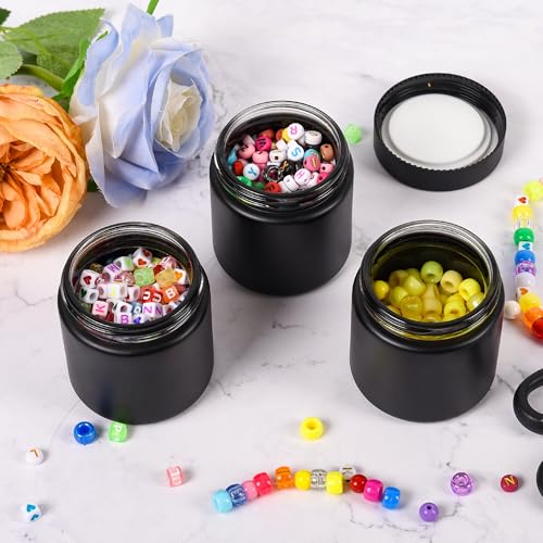 Black Frosted Glass Jars with Lids - Small Empty Cosmetic Containers for Making Candles andLotions, Creams, Balmss and DIY Crafts - Pack of 24 (Black Frosted, 4oz)