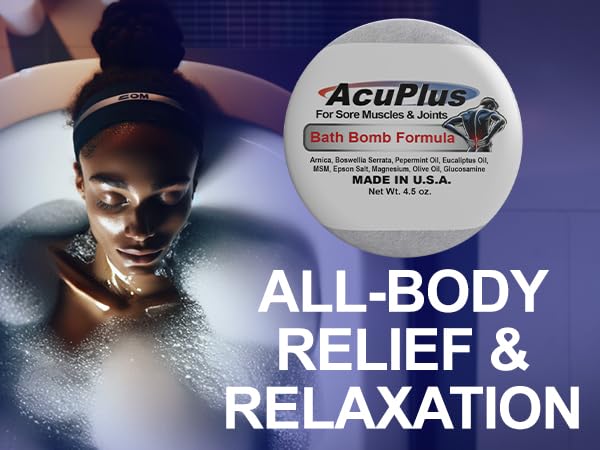 AcuPlus Muscle Relaxing Bath Bombs for Sore Joints & Recovery - Pack of 6