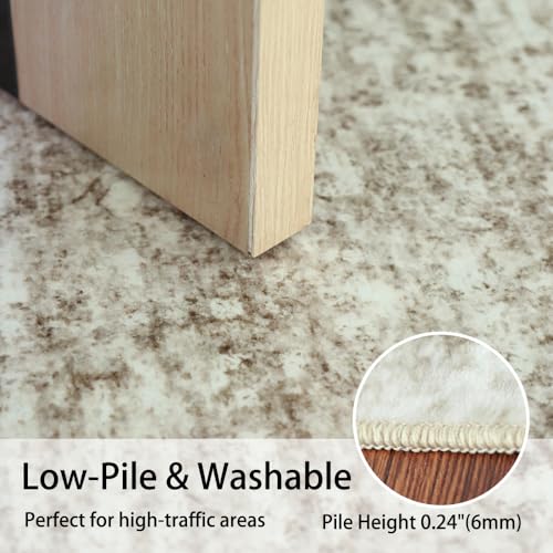 Washable 5x7 Brown Vintage Rug - Foldable Non-Slip Indoor Floor Cover
