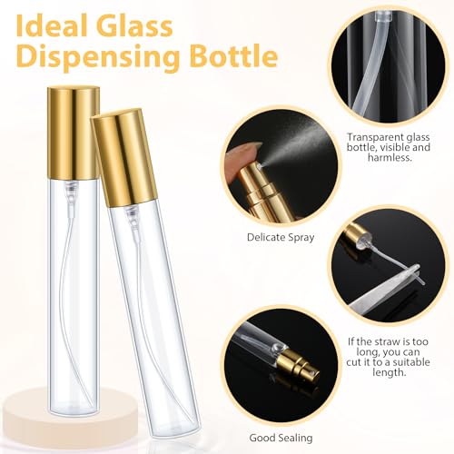 50 Pcs 15ml Refillable Perfume Bottles with Gold Lids - Travel Size, Clear Glass