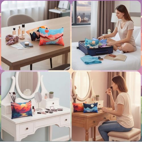 36 Pcs Mountain Makeup Bags Set - Waterproof Travel Cosmetic Organizer with Zipper - Colorado Mountain Gifts