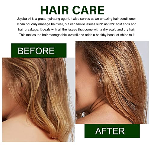 Organic Jojoba Oil 60ml, 100% Pure & Natural Jojoba Oil for Hair, Face, Body & Nails, Moisturize Skin & Helps Fight Acne, Jojoba Oil Organic Cold Pressed Unrefined.(1Pack-2.02fl.oz)
