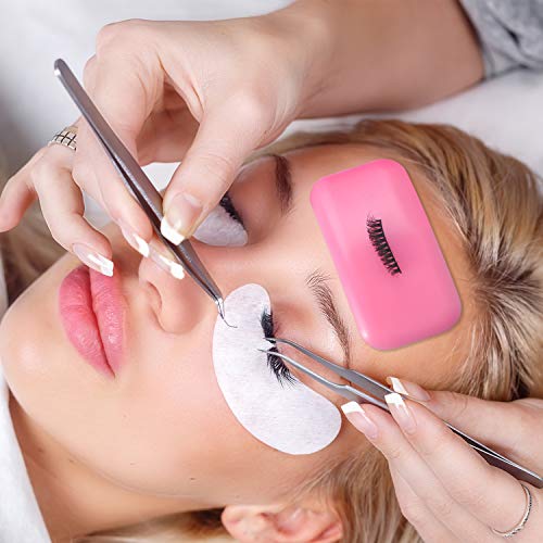 Blulu 4 Pcs Silicone Lash Pads Eyelash Extension Holder Pallet False Lashes Holder Grafting Gasket Pallet Tools for Fake Eyelash Adhesive, Pink and Transparent