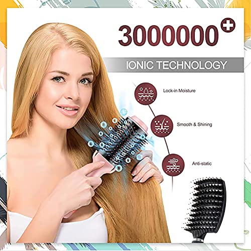 4-in-1 Hot Air Brush with Negative Ion for Hair Drying, Straightening & Curling