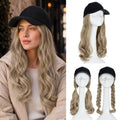 16-Inch Curly Hair Baseball Cap Wig with Hair Extensions - Sandy Blonde & Bleach Blonde Variation