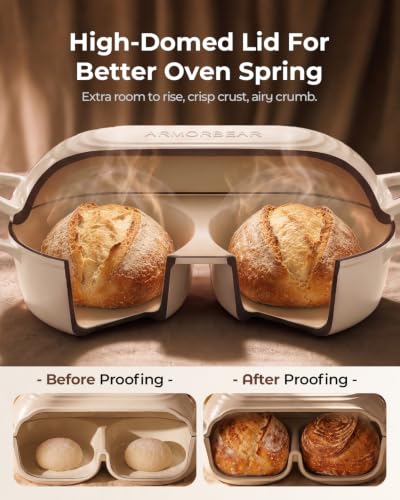 Armorbear White Double Loaf Sourdough Bread Baking Kit with Cast Iron Dutch Oven