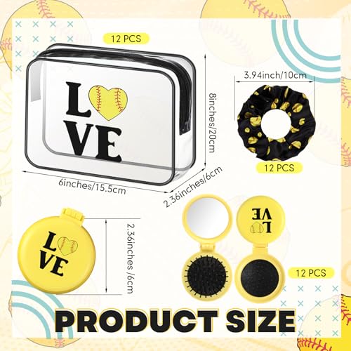 Softball Makeup Bags - Set of 36 Softball Team Gifts for Women - Yellow